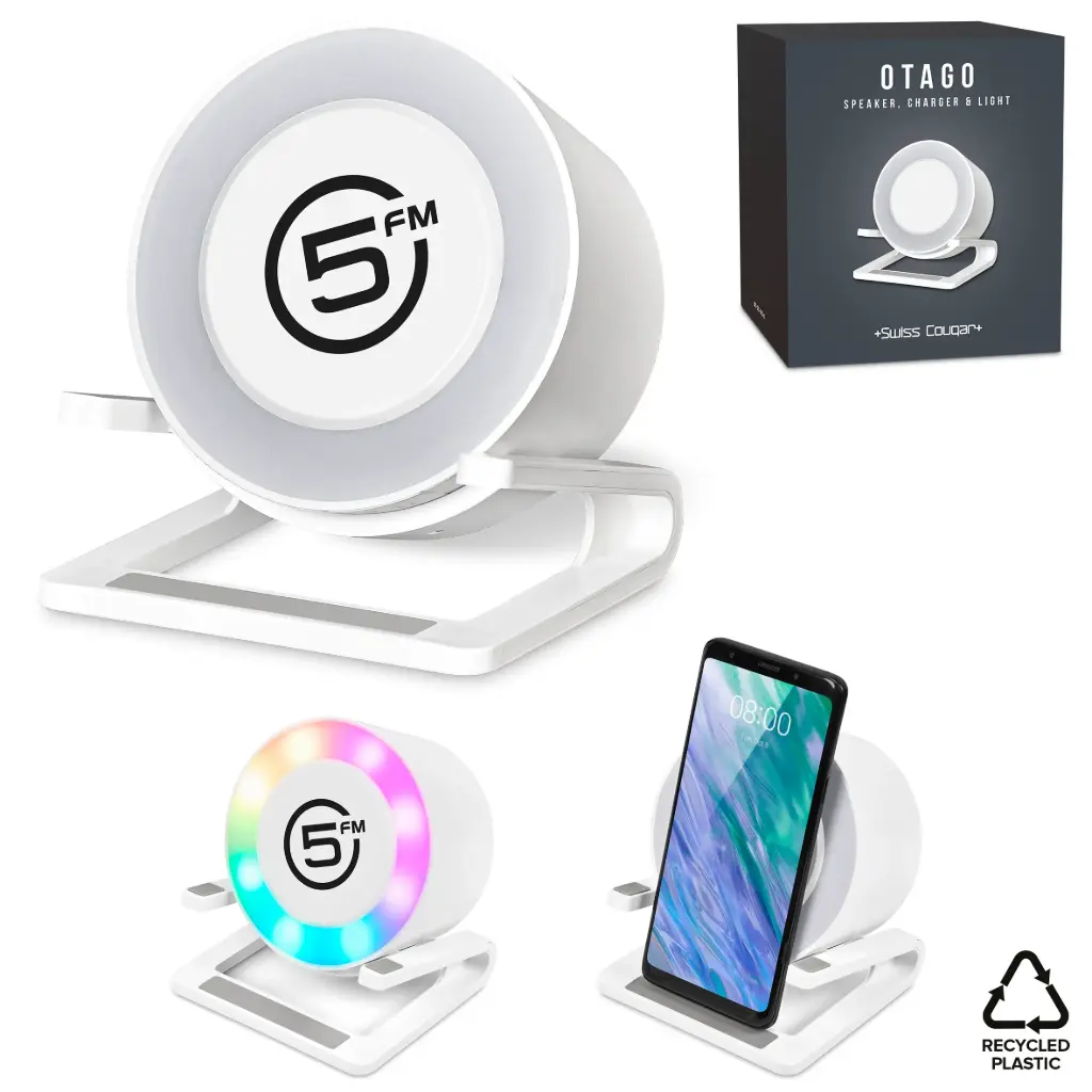 Swiss Cougar Otago Bluetooth Speaker, Wireless Charger, Phone Stand & Night Light